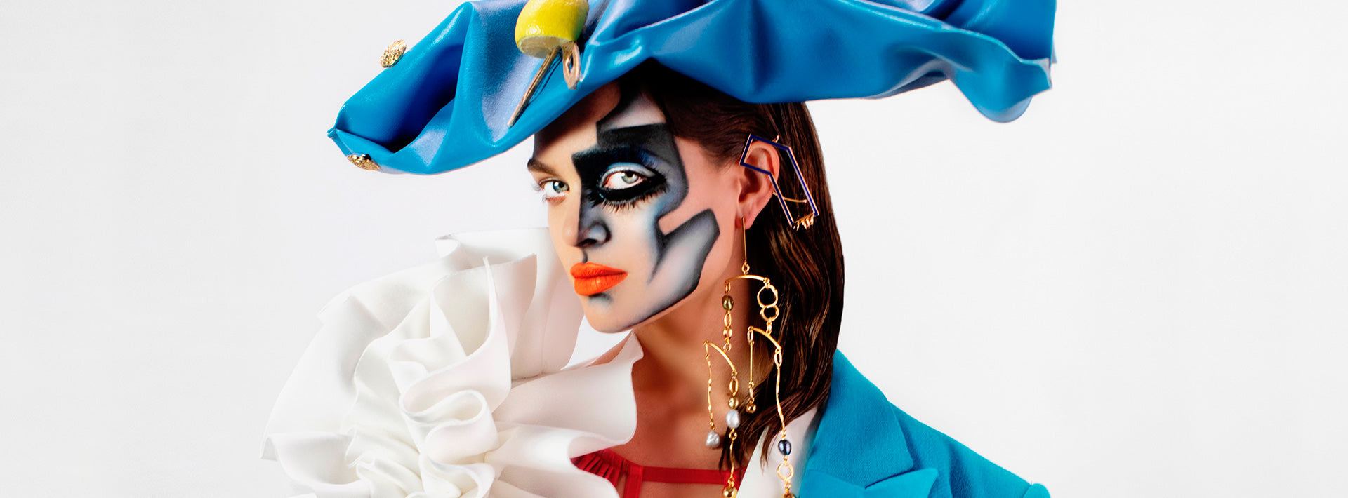 Model with Picasso Painting Inspired Makeup On